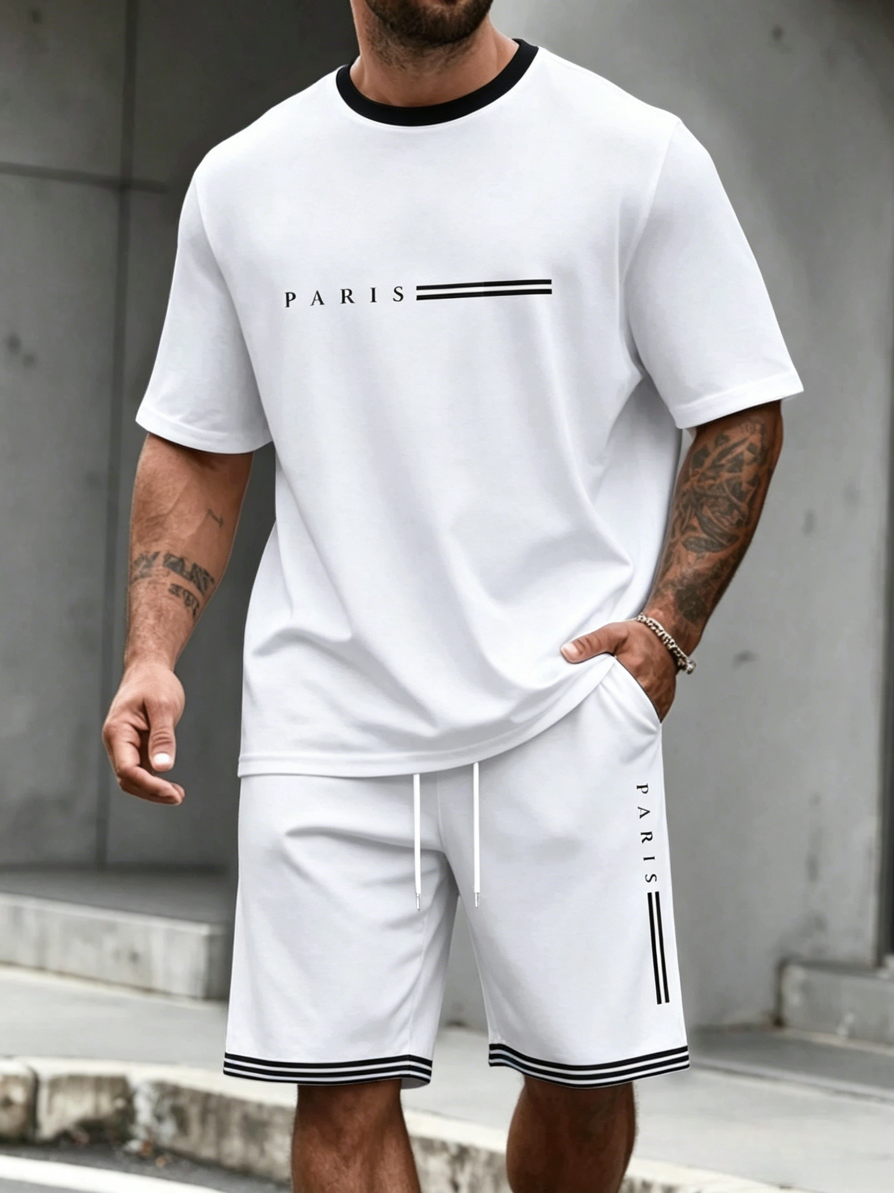 Men'S Fashion Undershirt - Men's Tracksuit 2 Piece ​O-neck Short