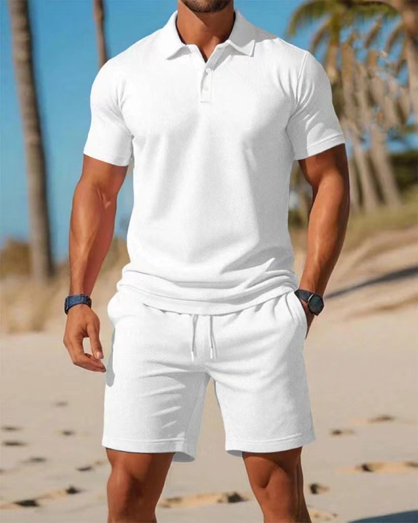 Men'S Fashion Color - Men's polo shirt set Summer new