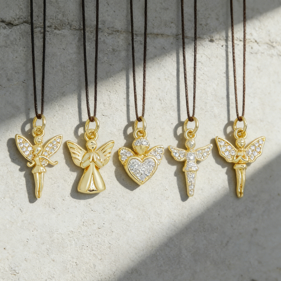 Men'S Fashion Accessories - 4Pcs Pendants Gold Plated Shiny Angel