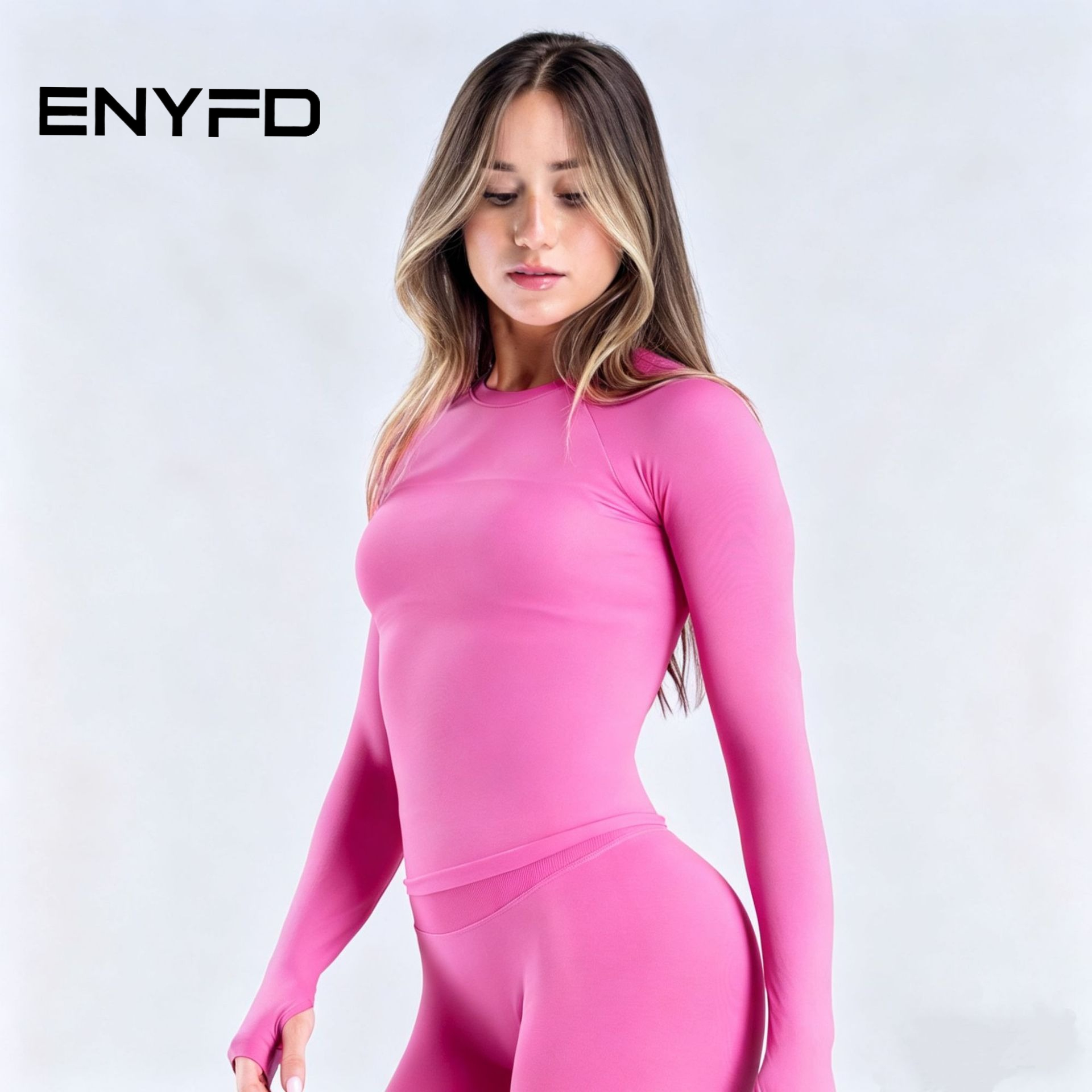 Compression Shirt Workout - ENYFD Women's Seamless Long Sleeve Top