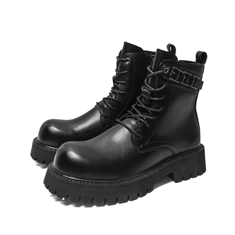 Men'S Fashion Color - Black Thick Soled Men High Top