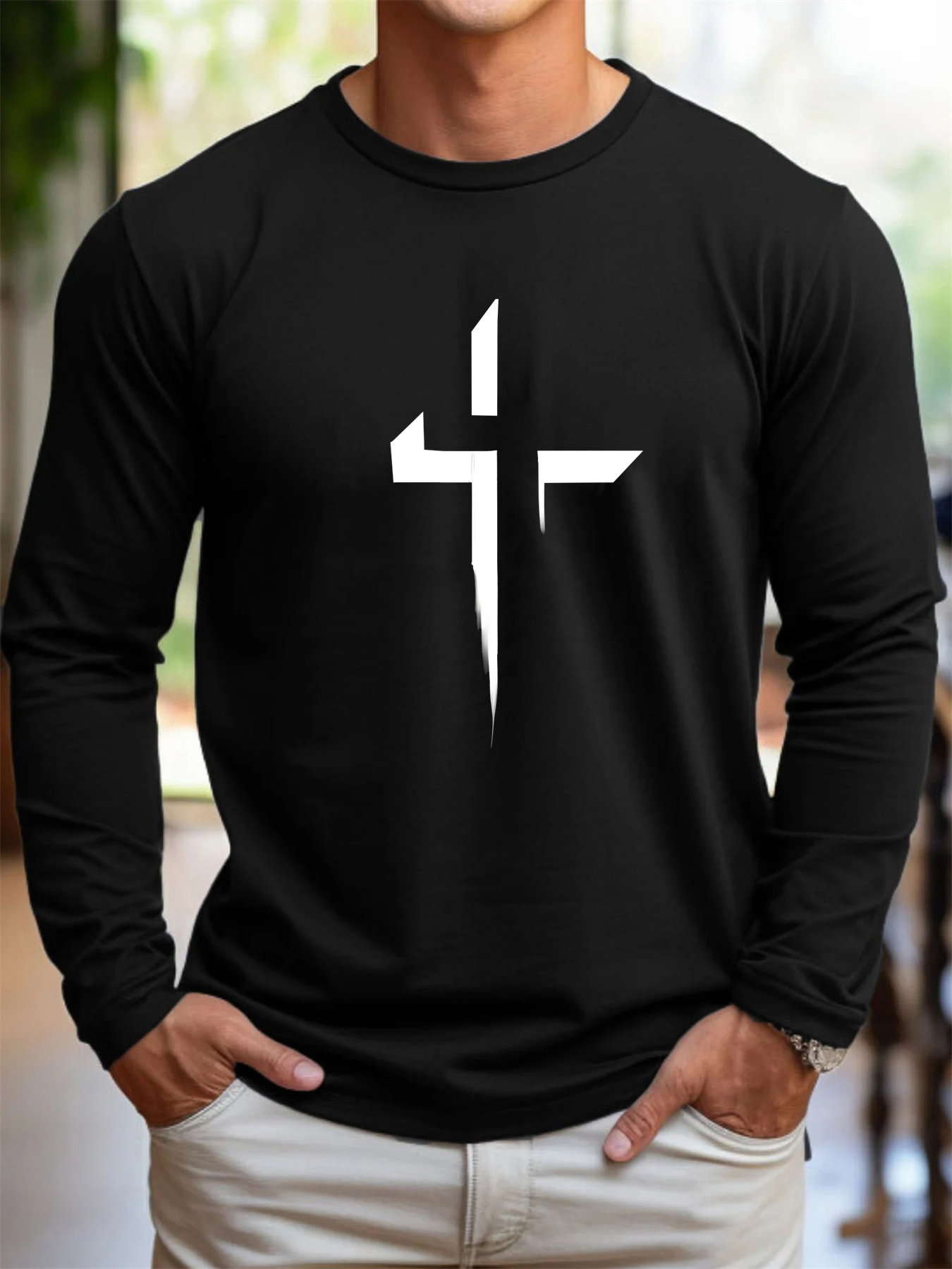 Men'S Fashion Undershirt - 100% pure cotton men's long sleeved