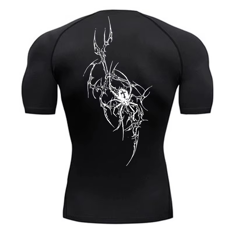 Spider Print Short Sleeve Comp - đánh giá và giá Compression Shirt Workout