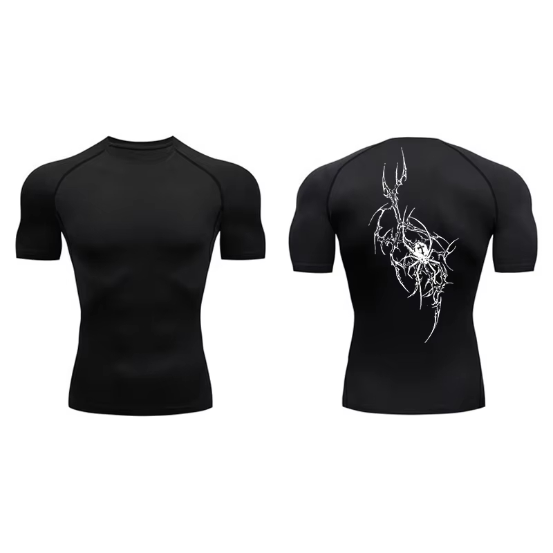 Spider Print Short Sleeve Comp - đánh giá và giá Compression Shirt Workout