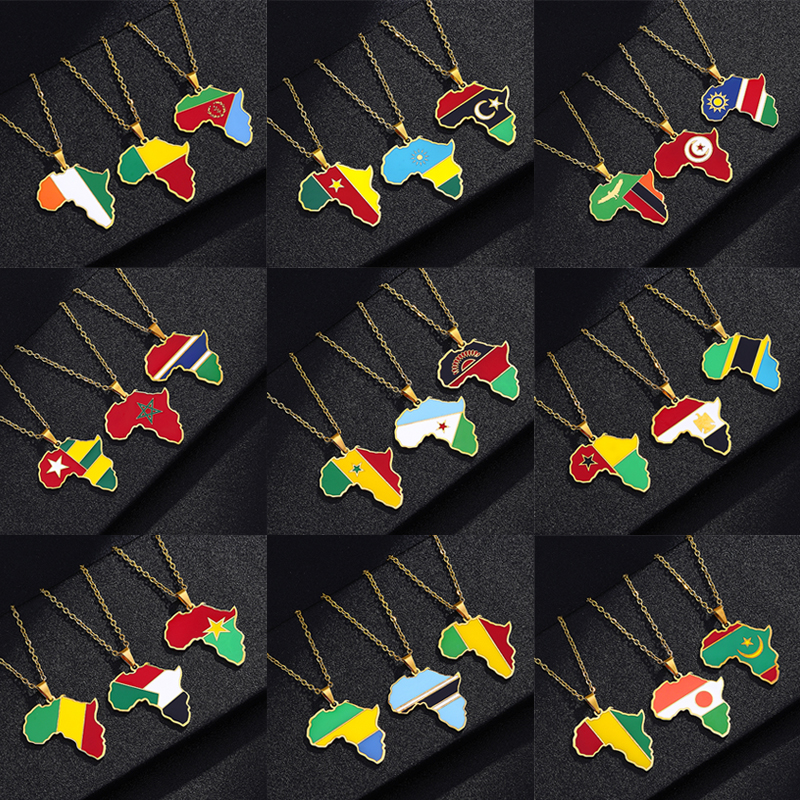 African Map Flag Pendant Neckl - đánh giá và giá Men Fashion Uganda
