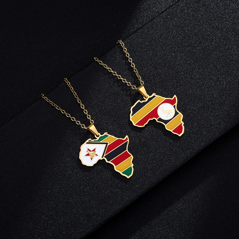 African Map Flag Pendant Neckl - đánh giá và giá Men Fashion Uganda