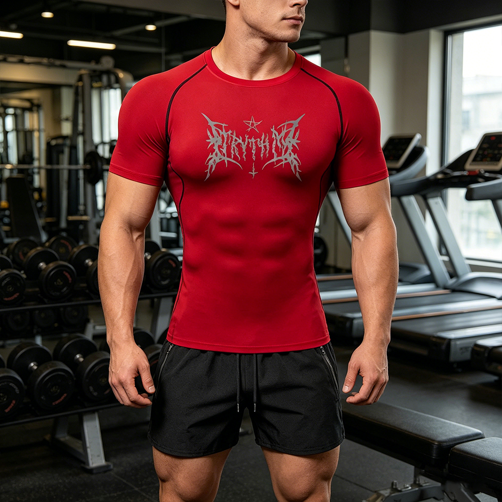 Men's 2 Piece Set Gothic Lette - đánh giá và giá Compression Shirt Workout