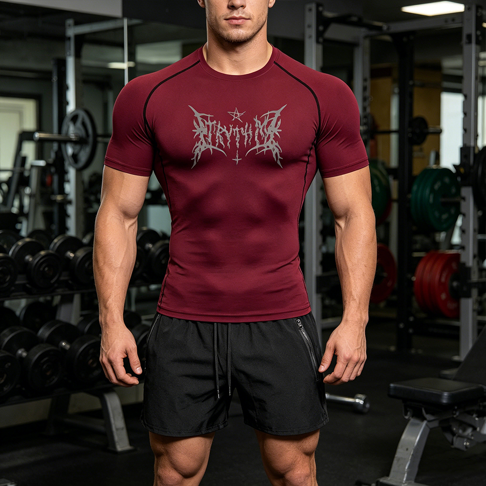 Men's 2 Piece Set Gothic Lette - đánh giá và giá Compression Shirt Workout
