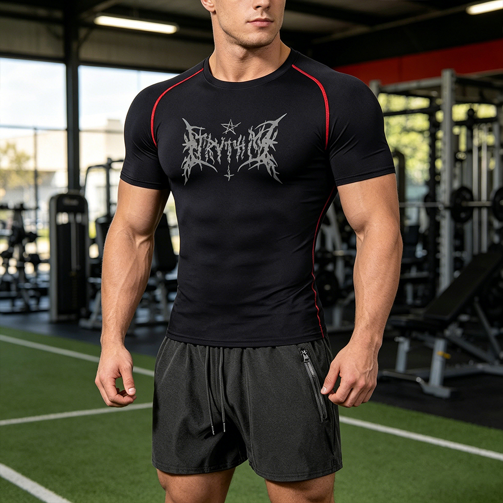 Men's 2 Piece Set Gothic Lette - đánh giá và giá Compression Shirt Workout