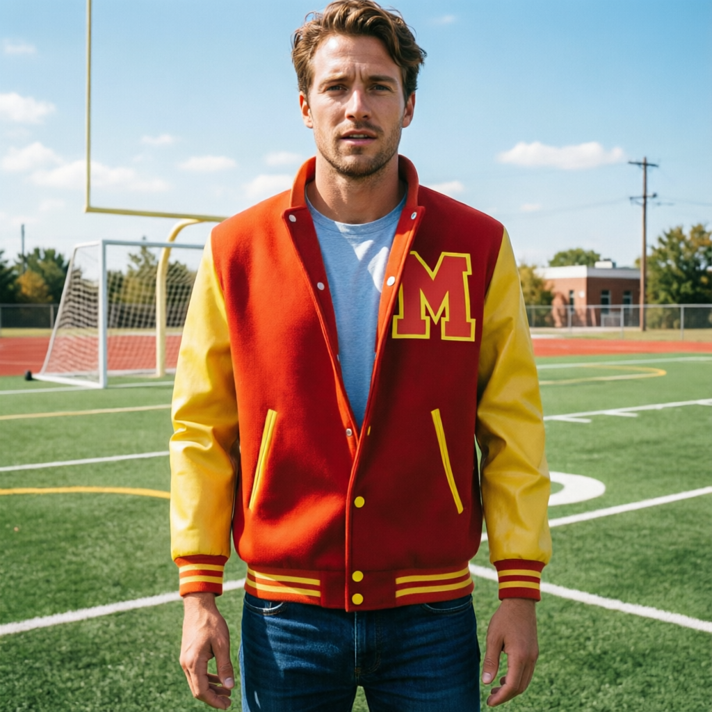 Men's Red and Yellow Varsity J - đánh giá và giá Varsity Jacket Letterman