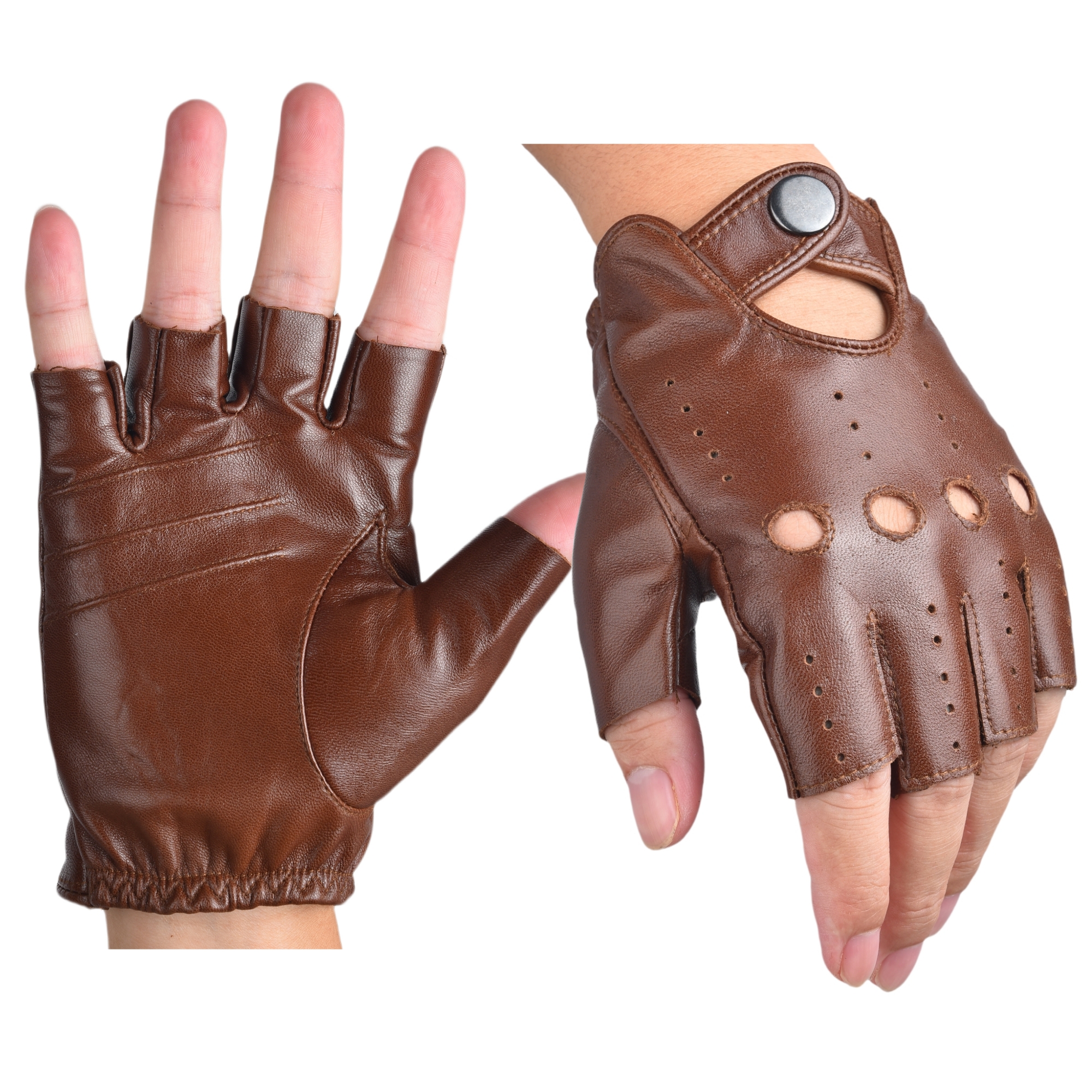 Mens Fingerless Half Finger Le - đánh giá và giá Driving Gloves Leather