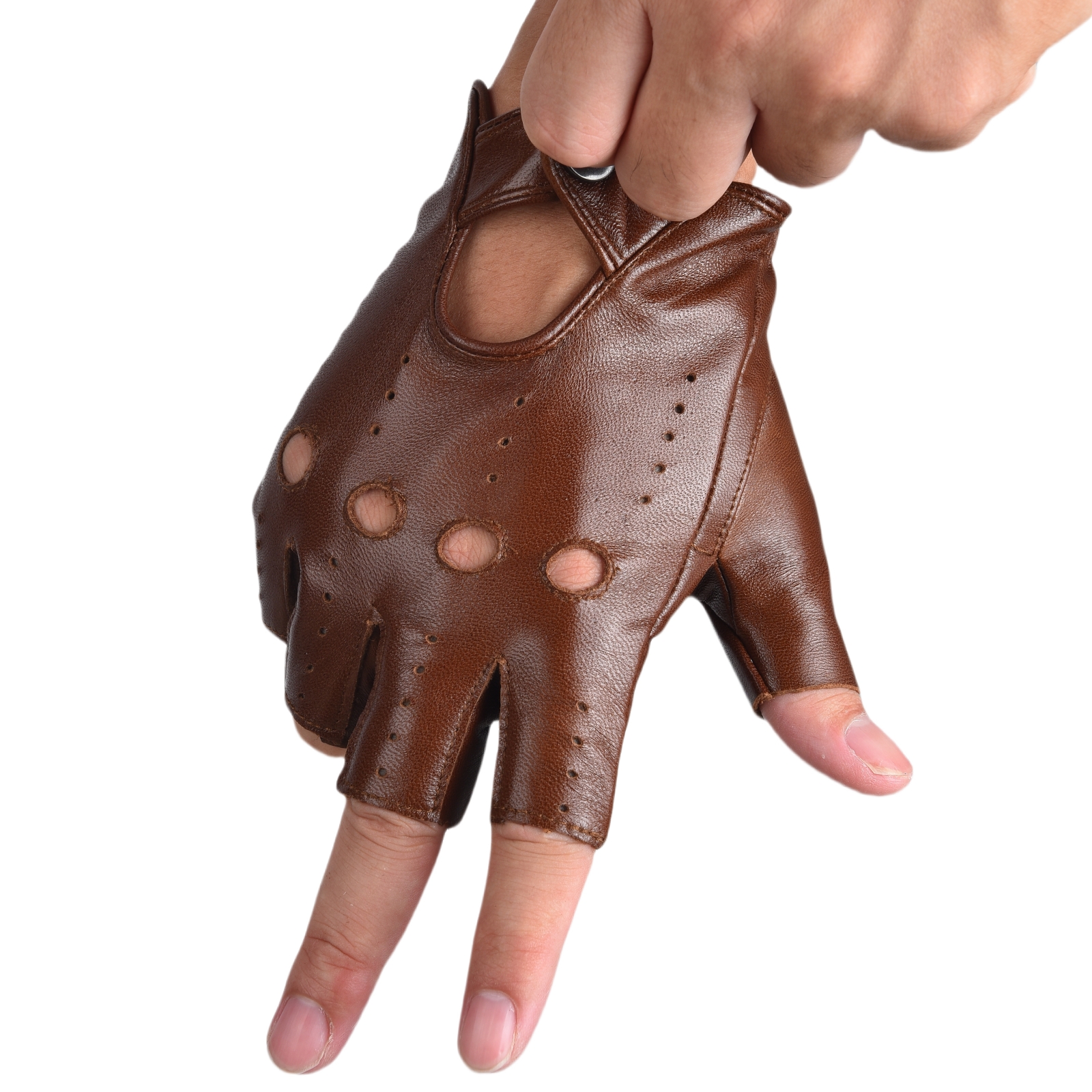Mens Fingerless Half Finger Le - đánh giá và giá Driving Gloves Leather