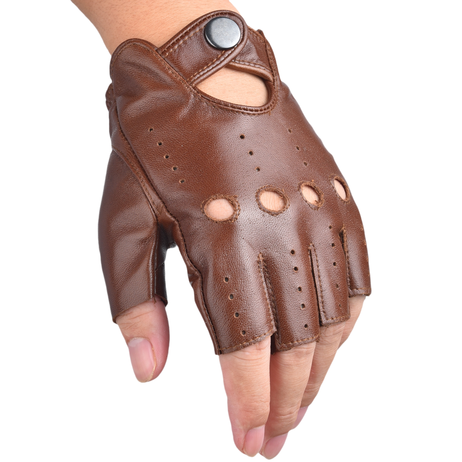 Mens Fingerless Half Finger Le - đánh giá và giá Driving Gloves Leather