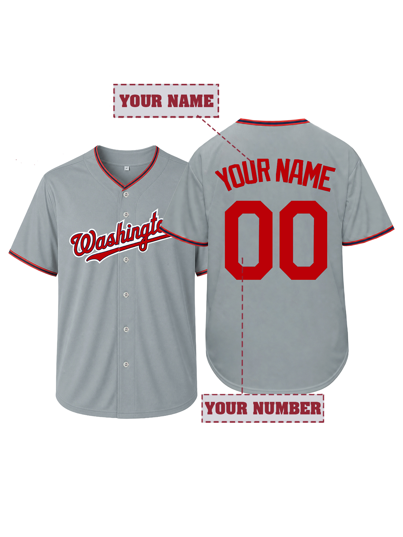 Customized Grey Red Baseball J - đánh giá và giá Men'S Fashion Names