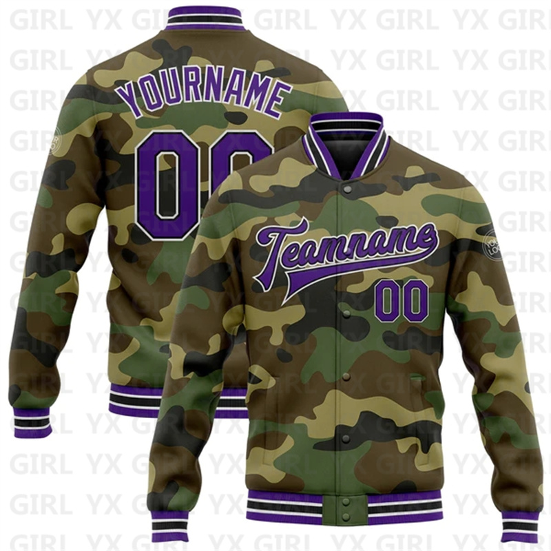 Custom Camo Purple-Gold Bomber - đánh giá và giá Varsity Jacket Letterman