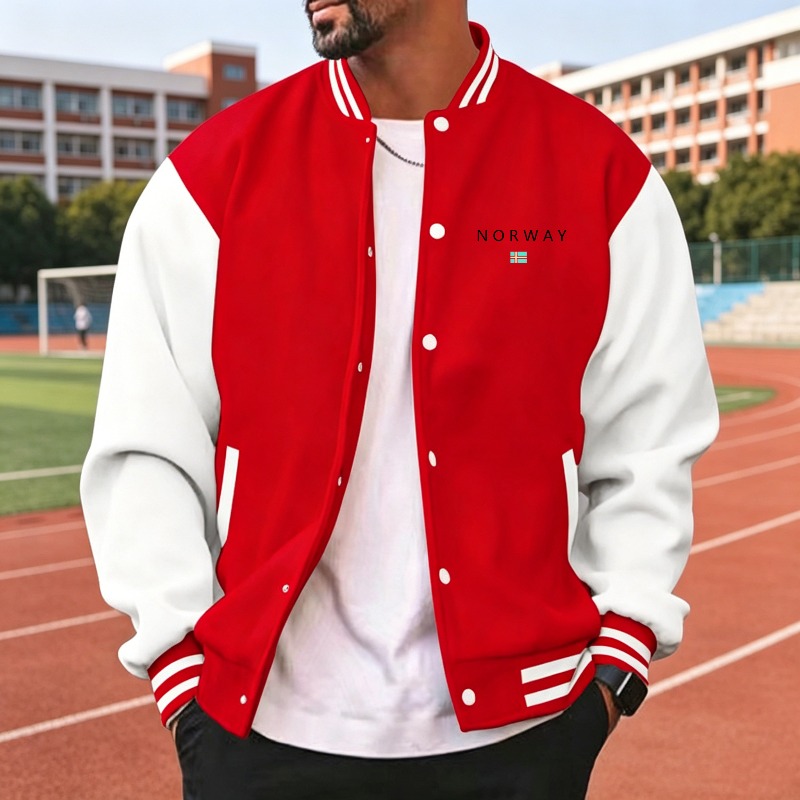 Men Wine Red White Color Block - đánh giá và giá Varsity Jacket Letterman