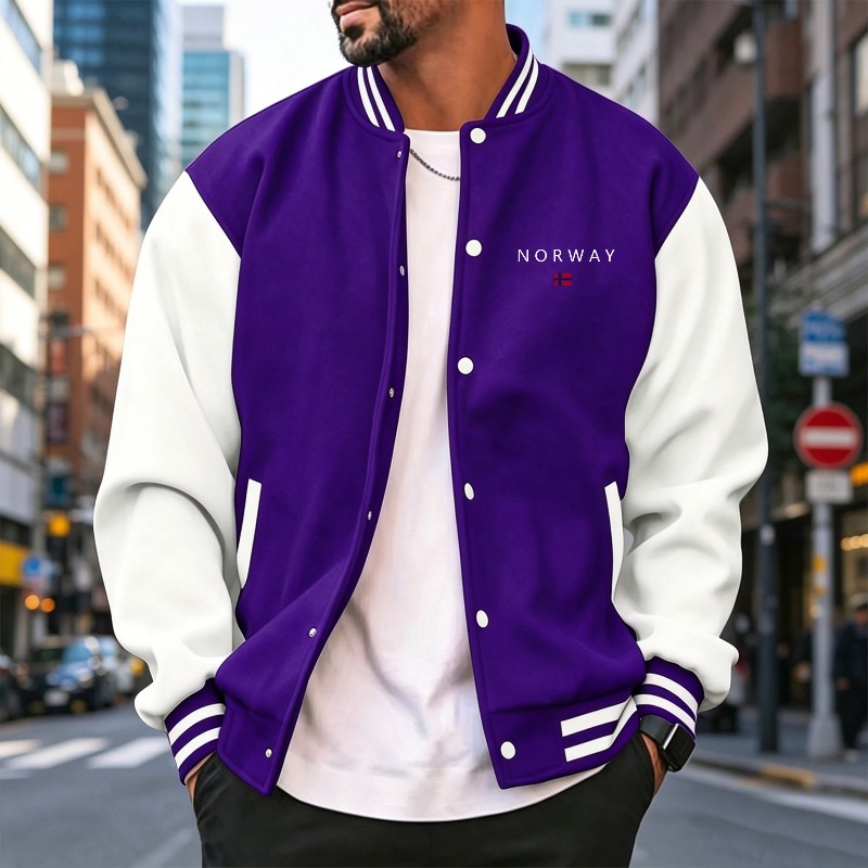 Men Wine Red White Color Block - đánh giá và giá Varsity Jacket Letterman